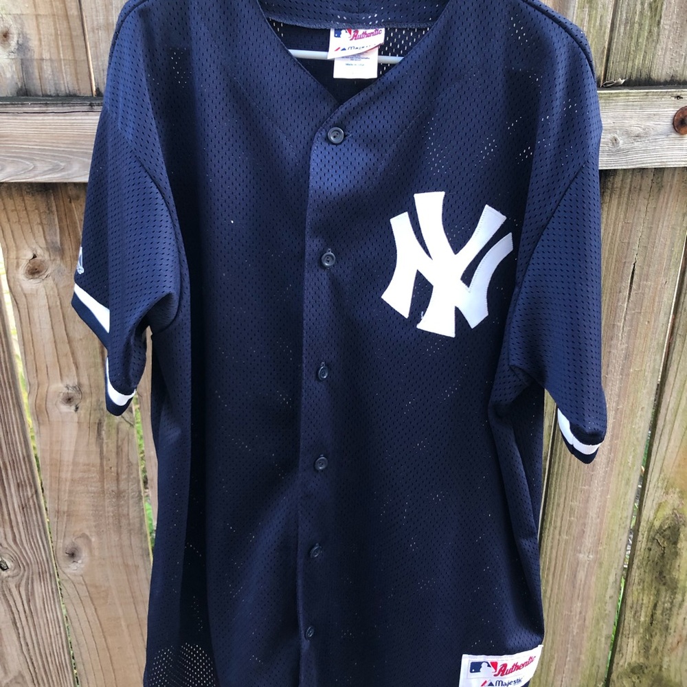 XL vtg majestic NEW YORK YANKEES JERSEY BASEBALL SHIRT JETS GIANTS MLB USA MADE
